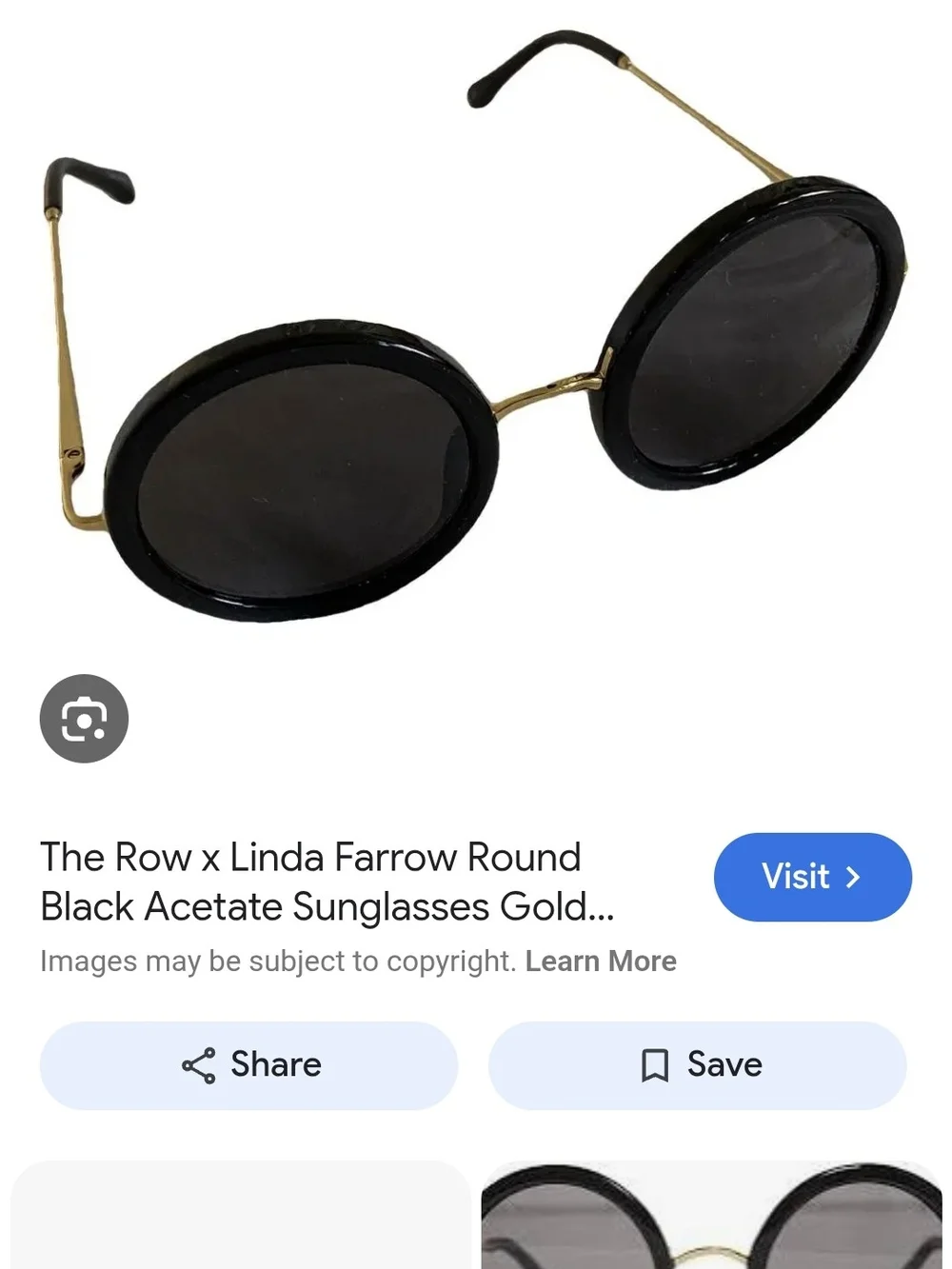 The Row Black Round Sunglasses with Silver Bridge